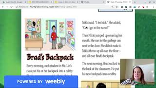 Distance Learning Week 3: Reading Comprehension Passage: Brad's Backpack