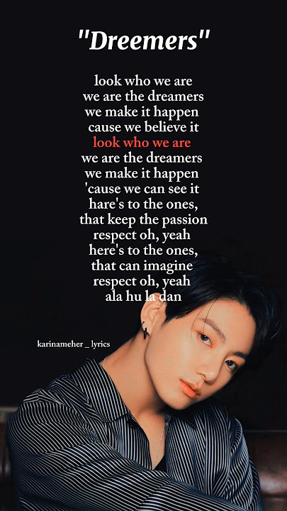 BTS DREEMERS SONG LYRICS #jungkookbts  #shorts #shortsfeed #ytshorts #lyrics