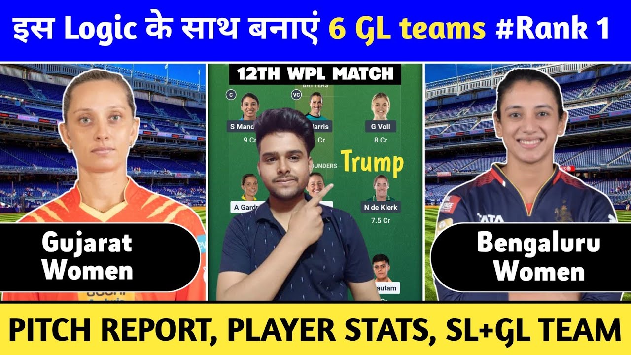 GG-W vs RCB-W Dream11 Prediction | Match No.12 | GG-W vs RCB-W GL Teams Prediction Today Match 