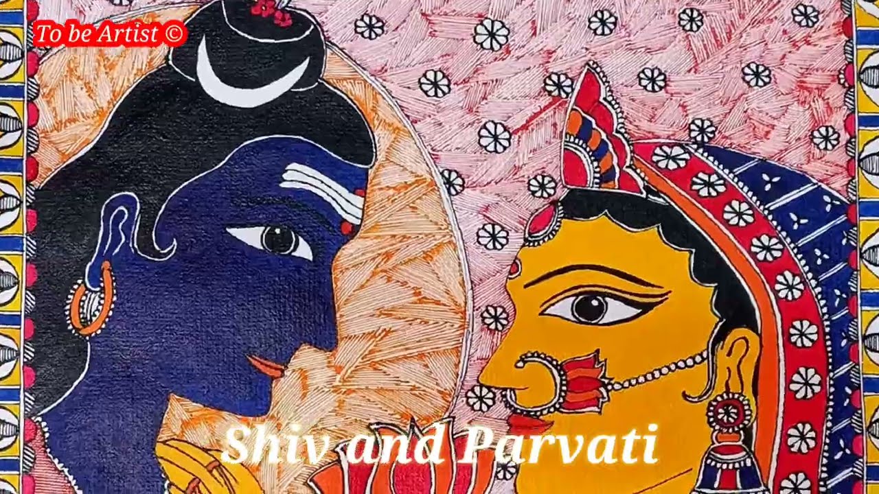 Madhubani painting / Shiv Parvati / Madhubani painting tutorial #madhubanipainting #shivparvati ❤🌼