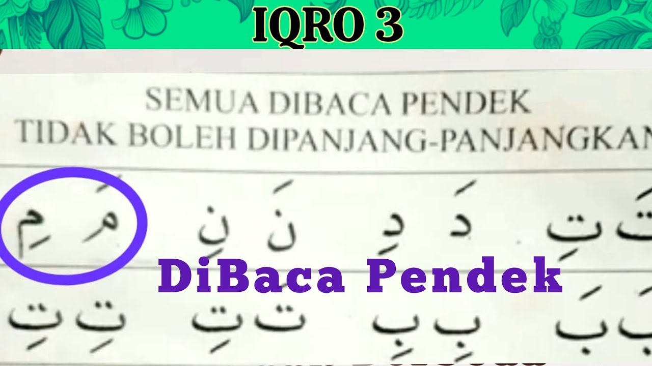Semua Huruf Dibaca pendek-Belajar Iqro 3 Mudah Pemula dan Lansia. - YouTube