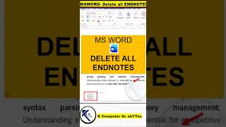 delete all endnotes in Ms Word   #shorts  #msword