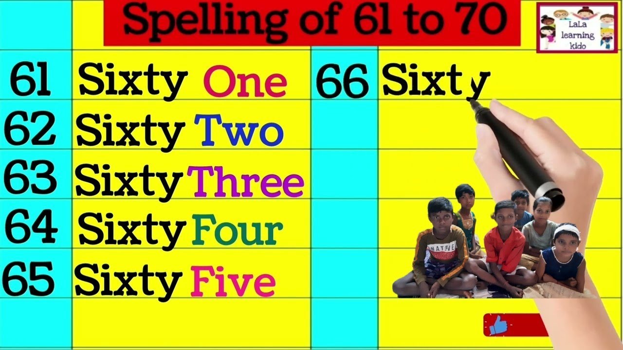 Spelling of 61 to 70 (Revision) / Number Name 61-70  / Spelling for kids /Reena mam