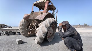 Emergency Off-Road Tractor Flat Tire Repair in Mountain Mine!