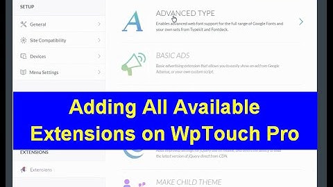 Adding All Available Extensions on WpTouch Pro