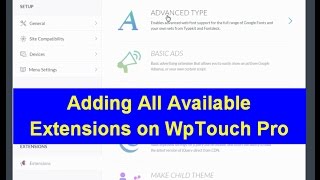 Adding All Available Extensions on WpTouch Pro