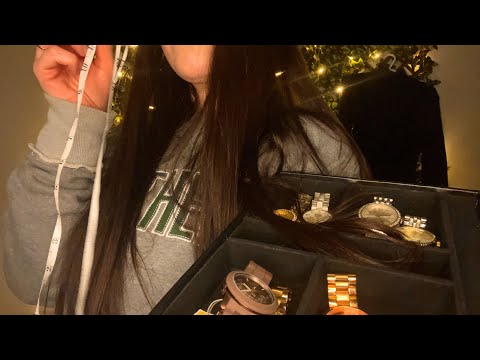 ASMR Model Outfit & Jewelry Fitting (fabric, measuring, jewelry rummaging sounds)