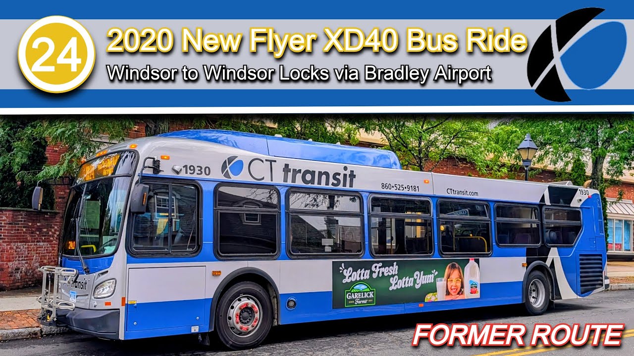 CT Transit 24 Bus Ride: 2020 New Flyer XD40 2057 from Windsor to Windsor Locks via Bradley Airport