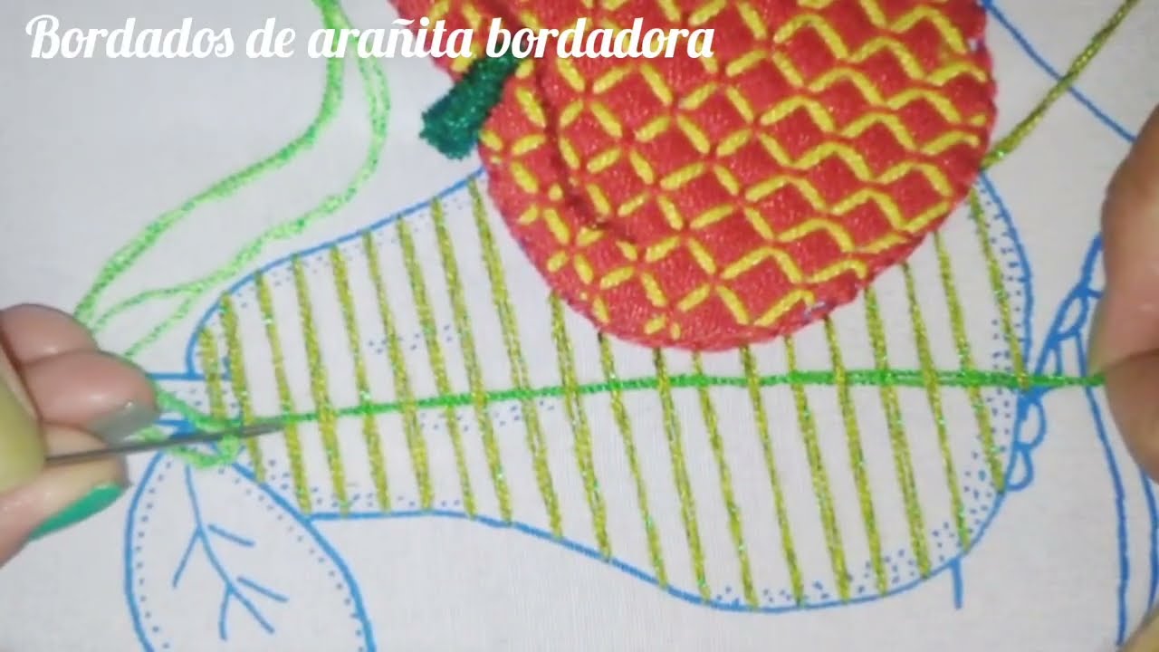 PUNTADA FÁCIL para BORDAR una PERA. BORDADO de SERVILLETAS con FRUTAS #bordado #sewing #embroidery