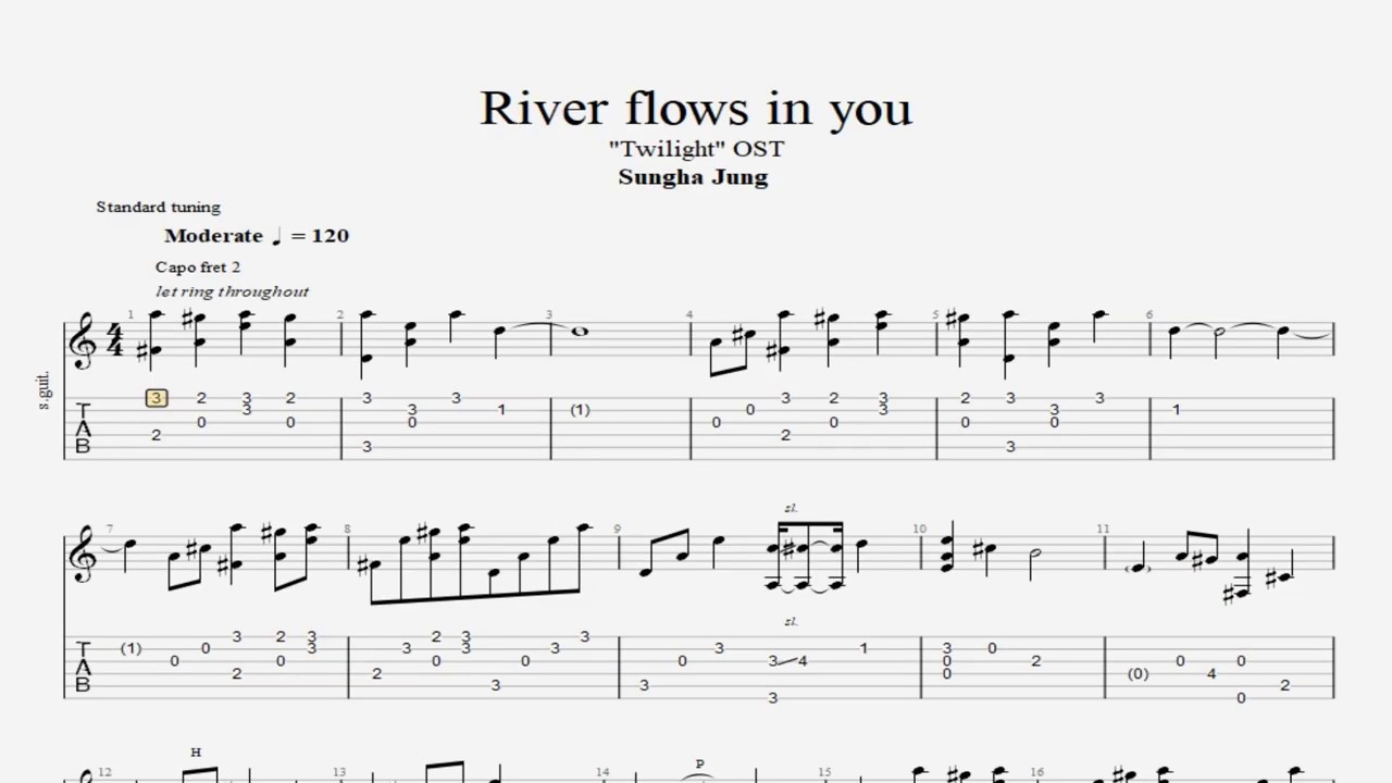 River Flows In You Yiruma Fingerstyle Guitar Free Tab Sheet Pdf Gp5 Youtube