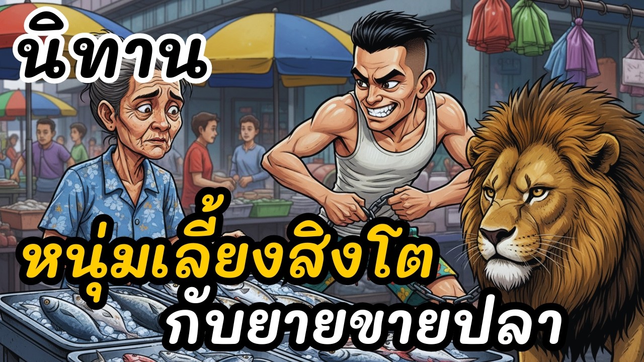 นิทาน หนุ่มเลี้ยงสิงโตกับยายขายปลา | #นิทานพื้นบ้าน #นิทานสอนใจ #นิทานก่อนนอน