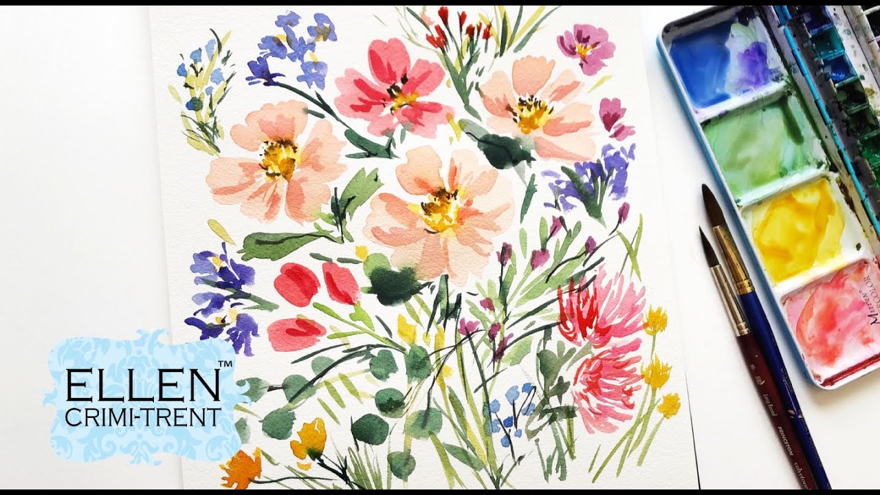 Loose Wildflowers Watercolor Painting/ Step by Step demo/ Floral Friday