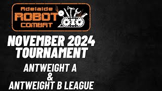 Antweight A & B League - November 2024 Tournament
Antweight A & B League - November 2024 Tournament
Last month the Elgato cam link shorted out so we couldnt record, quickly replaced under warranty.
0:00 - Run for it vs Upgrade - Mimic vs Sketch
3:07 - Lone Wolf vs Clide - Hiccup vs Pushover
5:11 - Mini Chaos vs Albacross - Destructo vs This is a Party
6:55 - Run for it vs Clawdine - Upgrade vs Mimic
8:58 - Liftasaurus-Rex vs Mr Lifty - The Force vs Squeak
12:55 - Ripper vs Deathskull - Albacross vs Hornet
14:57 - Sketch vs Clawdine - Run for it vs Mimic
17:24 - Lone Wolf vs Liftasaurus-Rex - Hiccup vs The Force
20:23 - Hornet vs Bladetip - Destructo vs Deathskull
22:04 - Upgrade vs Sketch - Clide vs Mr Lifty
24:35 - Pushover vs Squeak - Mimic vs Upgrade
26:40 - Mini Chaos vs Hornet - This is a Party vs Ripper
28:56 - Lone Wolf vs Mr Lifty - Hiccup vs Squeak
30:42 - Run for it vs Sketch - Clide vs Liftasaurus-Rex
33:47 - Pushover vs The Force - Upgrade vs Clawdine
37:53 - Albacross vs Bladetip - Destructo vs Ripper
40:52 - Mini Chaos vs Bladetip - This is a Party vs Deathskull
43:29 - Lone Wolf vs Clide vs Liftasaurus-Rex
47:47 - Upgrade vs Liftasaurus-Rex vs Squeak
51:26 - Run for it vs Mr Lifty - Hiccup vs Liftasaurus-Rex
54:24 - Albacross vs This is a Party - Ripper vs Hornet
58:26 - Liftasaurus-Rex vs Mr Lifty - Hiccup vs Run for it
1:01:41 - This is a Party vs Ripper - Albacross vs Hornet
1:05:04 - B League Rumble Antweight A & B League - November 2024 Tournament
