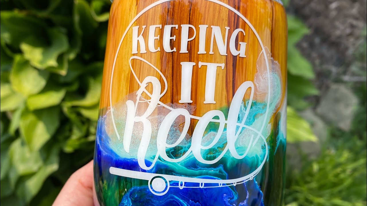 Fish Cup Tutorial - Woodgrain and Ink Swirl Epoxy Tumbler Tutorial