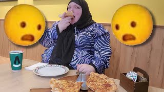 Foodie Beauty eating pizza for 6 minutes straight