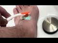 Using a toothpaste and a toothbrush on my feet to make it more funny ￼