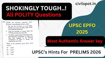 EPFO 2025 POLITY 🔥 SHOCKINGLY TOUGH QUESTIONS! | 100% Accurate Answer Key 🚨