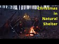 2 DAYS in Primitive Natural Shelter - Cold Weather Bushcraft Camping