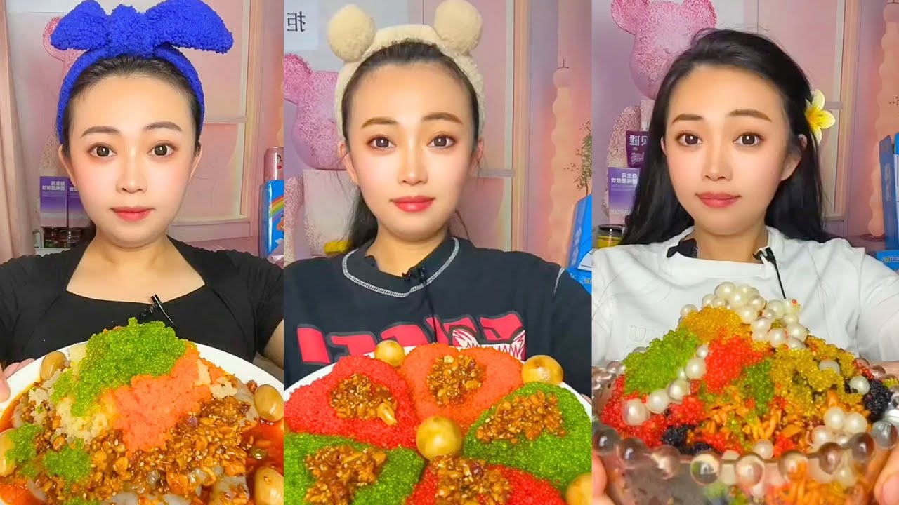 Extreme Colorful Snack ASMR Mukbang | Spicy Crunchy Egg Mix & Chinese Eating Sounds #406