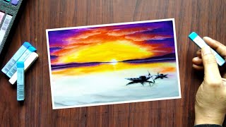 How to draw Dramatic Beautiful Purple Sunset Drawing - Soft Pastel Drawing/Painting for beginners . screenshot 4