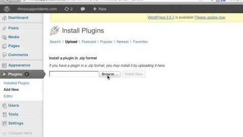 Install Rhino Support Wordpress Plugin Video #1