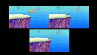 Spongebob,Patrick,Squidward, & Howard Jumping off a cliff