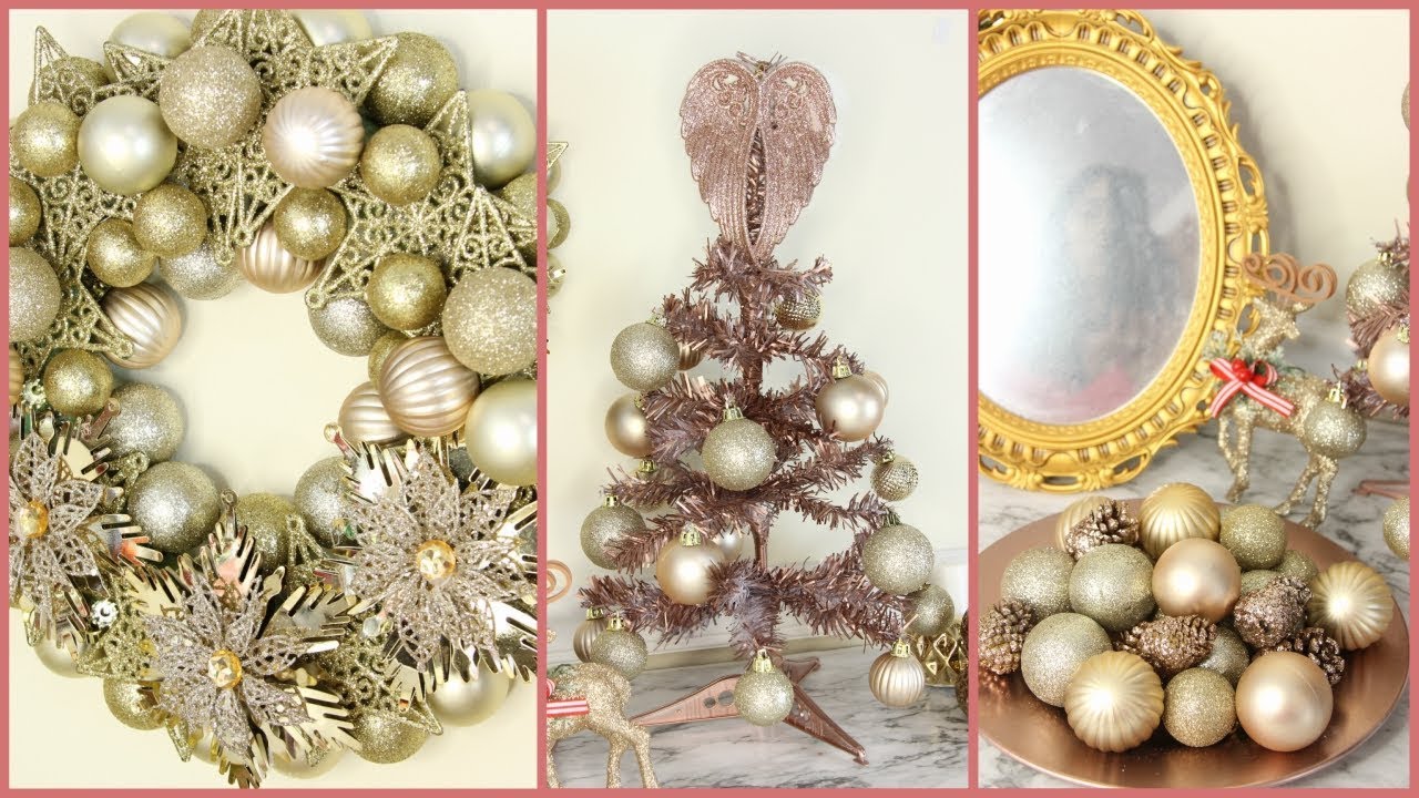 DOLLAR TREE ROSE  GOLD  AND GOLD  CHRISTMAS  DECOR  YouTube