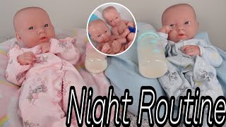 Night Routine of Newborn Twins Feeding, Changing and bath | Reborn videos