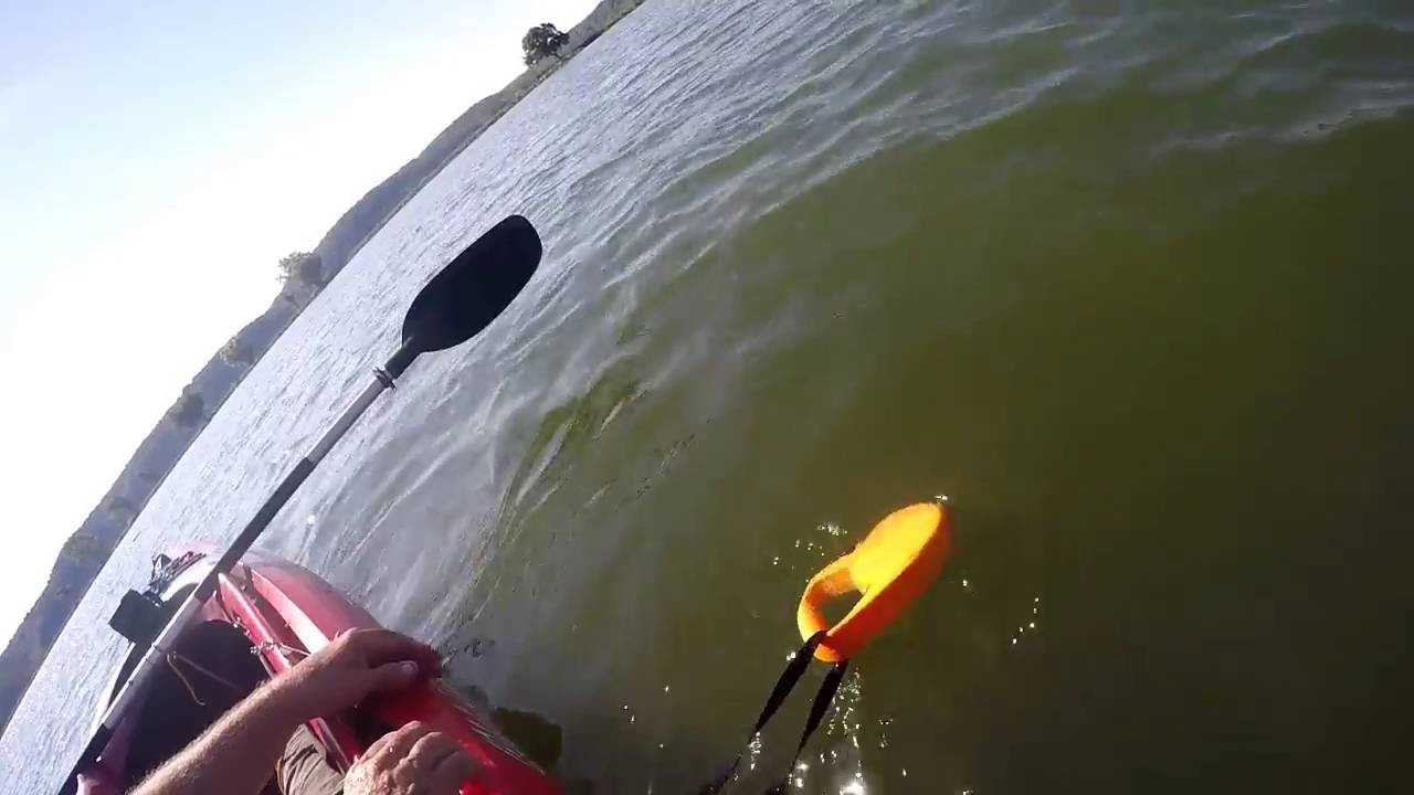 kayak retractable anchor made from a dog leash - YouTube