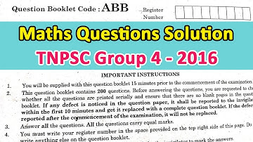 TNPSC Group 4  2016Question Paper | Maths Solution in Tamil | TNPSC Previous Year Maths Questions