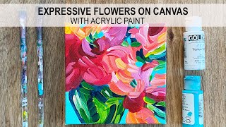 Painting Expressive Abstract Flowers with Acrylic Paint | Flower Painting Demo