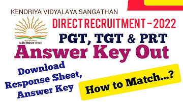 KVS - 2022 | How to Download PGT, TGT & PRT Answer Key & Response Sheet & How to match #kvsinfo #kvs