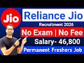 Reliance Jio Recruitment 2026 💥 Reliance Jobs Vacancy 2026 | 10th Pass Jobs 2026,Jio WFH Job No Exam