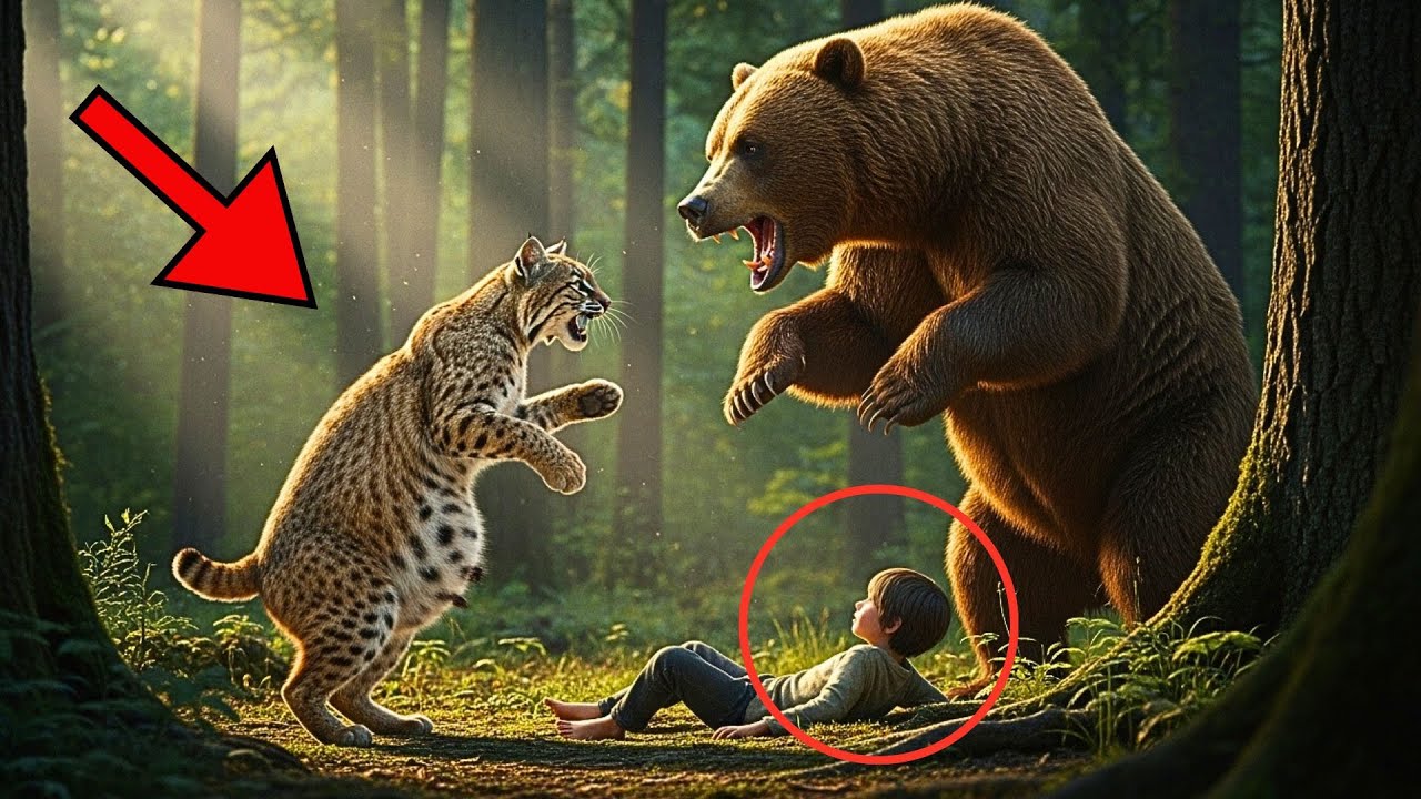 Pregnant Bobcat Jumps In Front Of Charging Bear To Save Lost Boy–What Happened Next Shocked Everyone