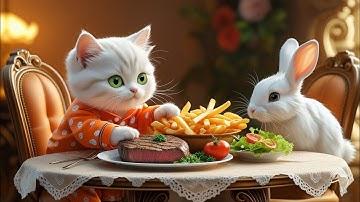 Chef Cat Cooks for a Rabbit! Funny & Cute Cooking Compilation | Cat Cooking Food | AI Cat