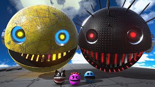 Pacman & Ms-Pacman & Robot Pokemon Ball VS Black Robot Pacman