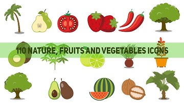Nature, Fruits And Vegetables Icons- Motion Graphics Pack