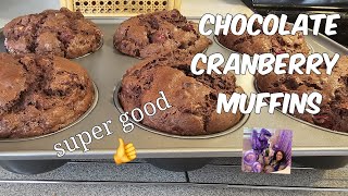 Super Good Chocolate Cranberry Muffins