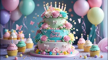 ✨ Magical Happy Birthday Song 2025 | Melodic Animated Birthday Video with Cake, Balloons & Lights 🎂🎉