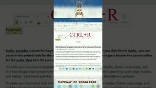 CTRL+R Shortcut Key | Keyboard Shortcut | Computer Shortcut keys | MS Office Shortcut Keys | MS Word
