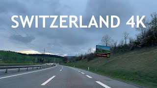 Highway Switzerland 4K  Sunset Driving  Driving Through Tunnels