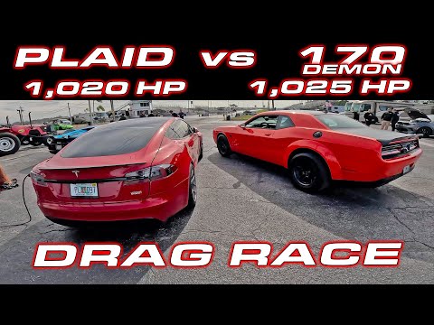 Is the 1,025 HP Demon 170 really a Plaid Killer? * Demon 170 vs Tesla Plaid 1/4 Mile DRAG RACE