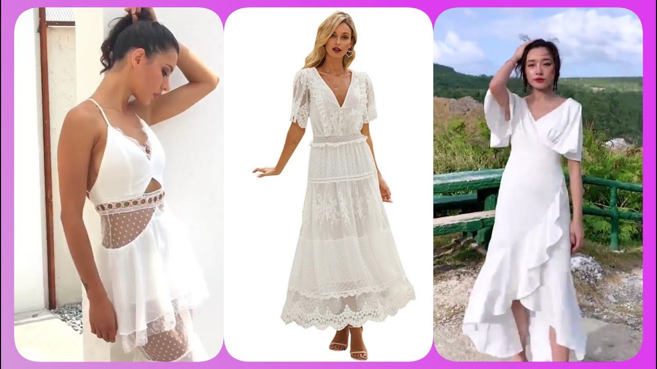 💜 Vestidos Blancos Largos Casuales / Vestidos para Playa 👉 Modelos en  Tendencia - YouTube