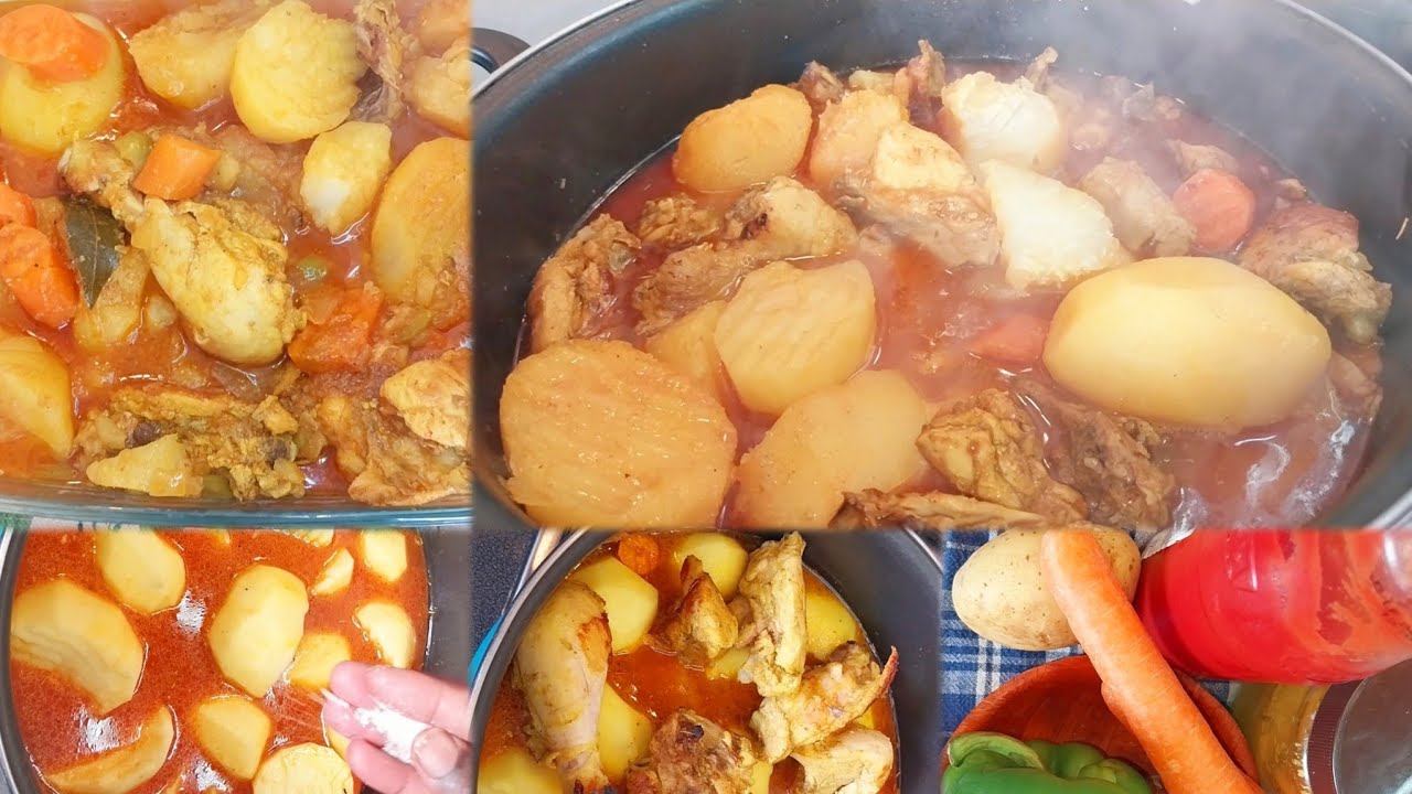 Ragoût de pomme de terre poulet. potatoes chicken stew