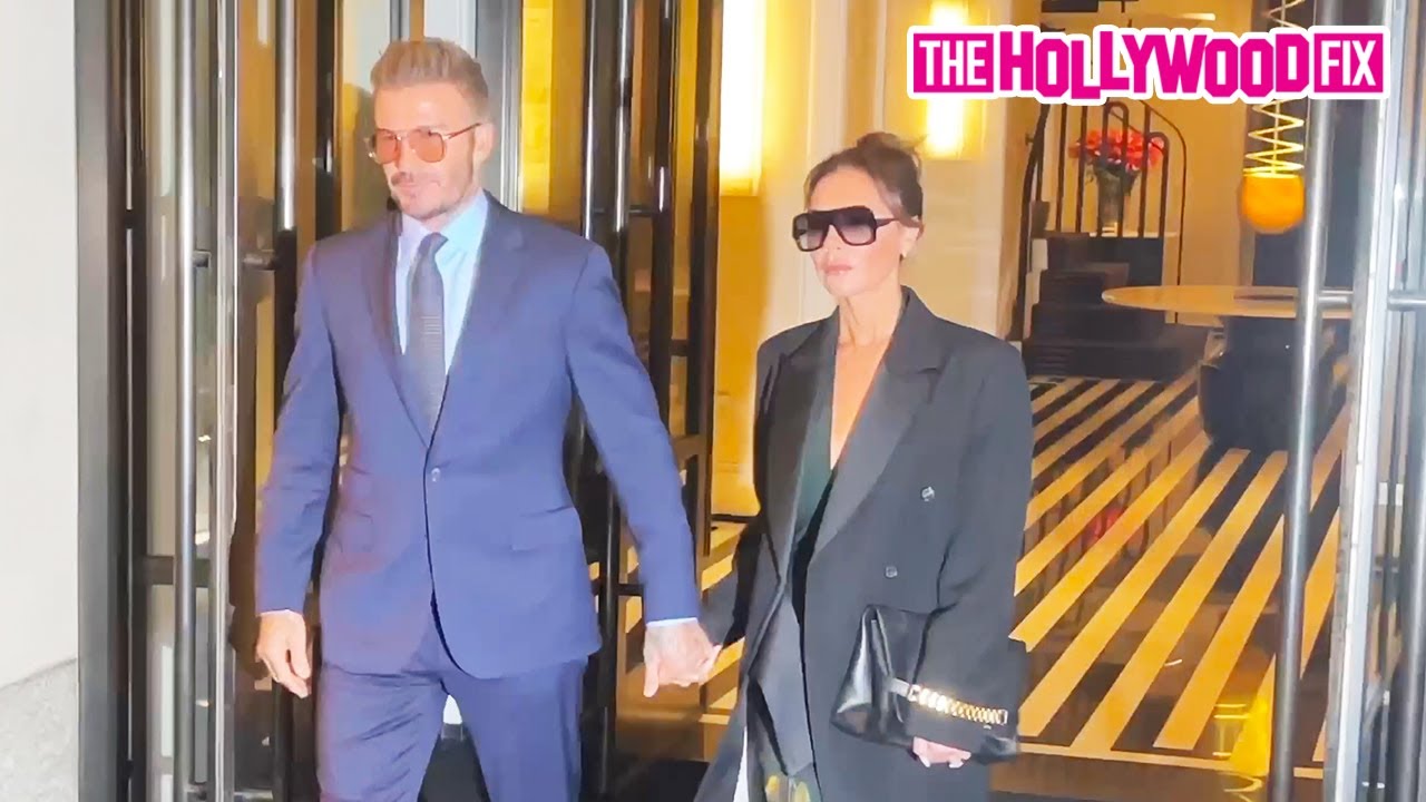 David & Victoria Beckham Hold Hands While Making A Dapper Exit From The Mark Hotel In New York, NY