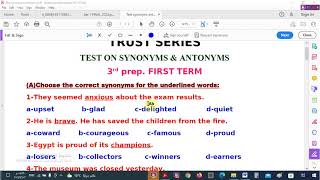 مراجعة المرادفات و المضاد synonym antonym prep 3 للصف الثالث_ الاعدادى - الترم الأول 2022