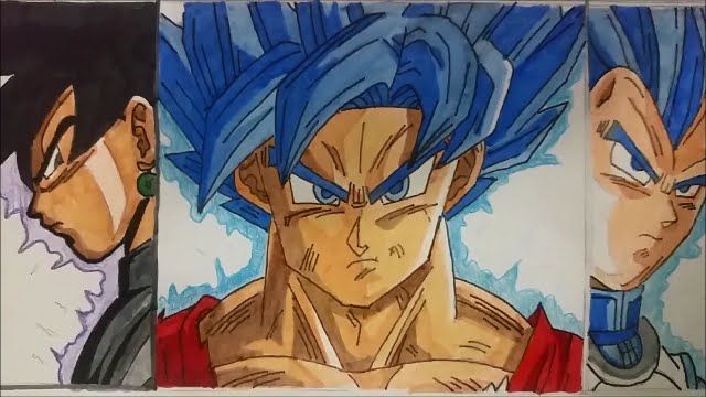 Drawing Goku SSGSS VS Black Goku - Como Dibujar a Black Goku