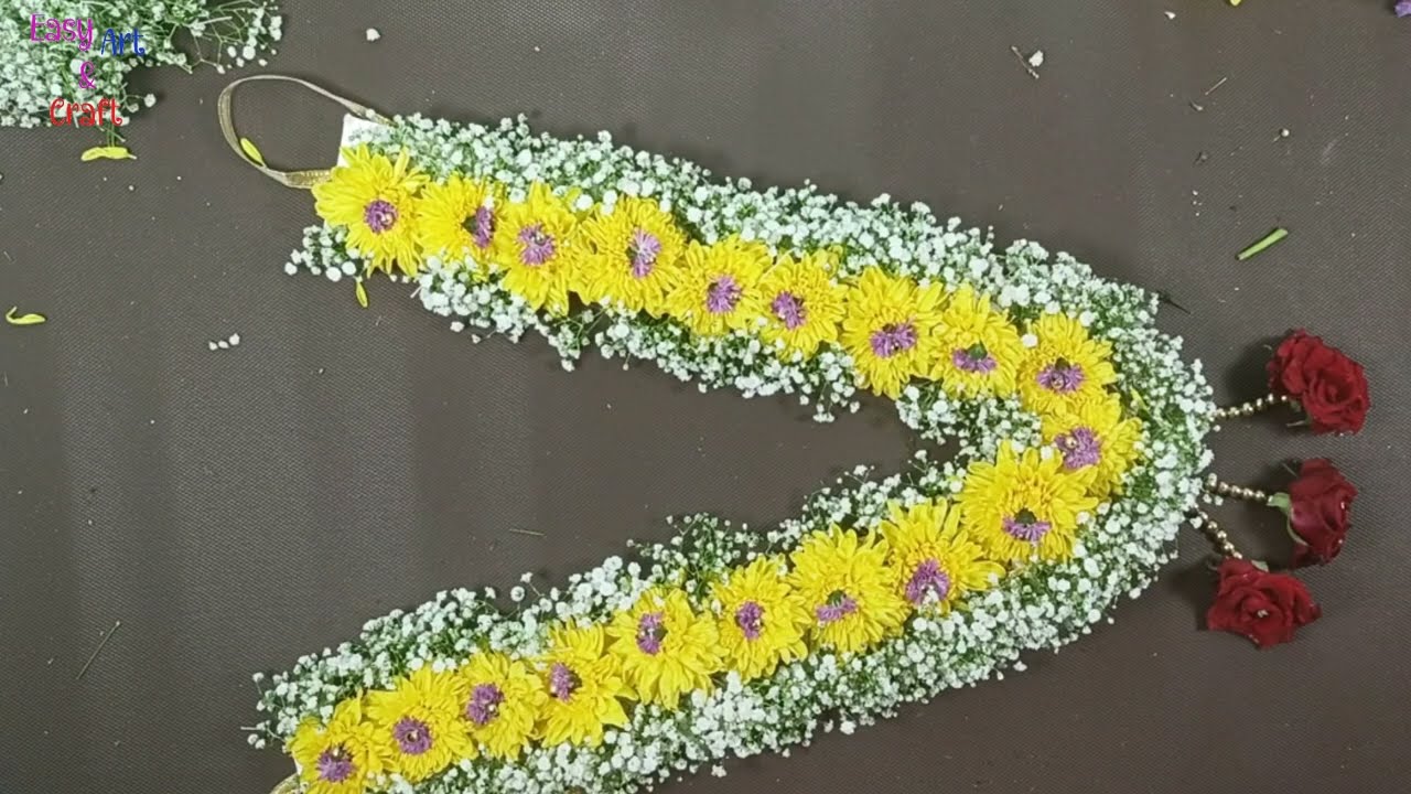 गणपती बाप्पा साठी सुंदर आणि सोप्पी कंठी/ fresh flowers Kanthi for lord Ganesha.