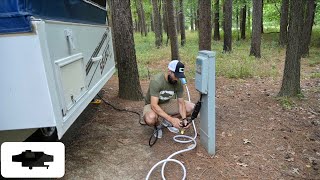 Is Your Pop Up Camper PROTECTED? | How to SAFELY Hook Up Your Pop Up | Water, Electric, & Gray Water