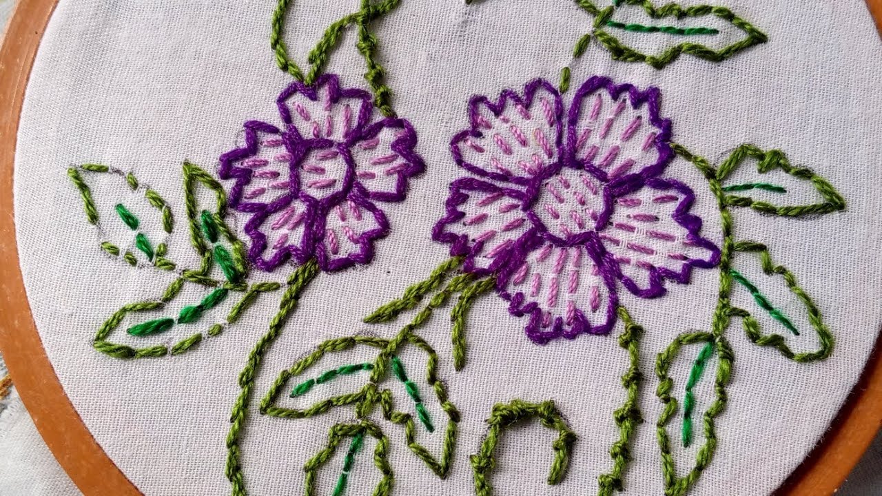 Flower embroidery stitches for beginners.Hand embroidery 🪡. YouTube